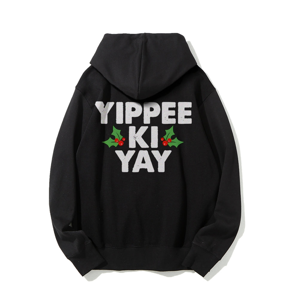 Yippee-Ki-Yay Printed Back Unisex Cotton Hoodie