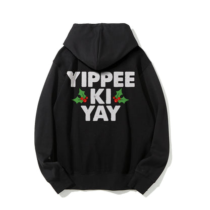 Yippee-Ki-Yay Printed Back Unisex Cotton Hoodie
