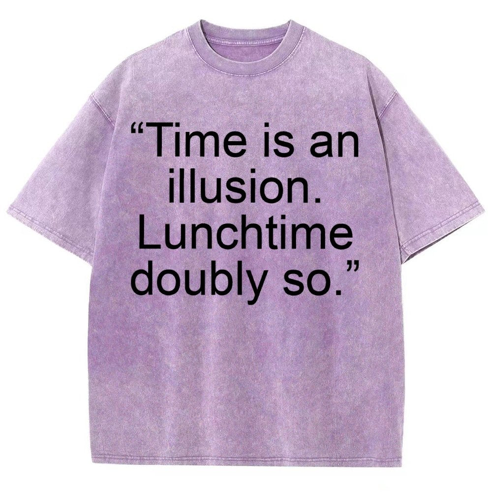 Douglas Adams - “Time is an illusion. Lunchtime doubly so.” Vintage Distressed T-shirt