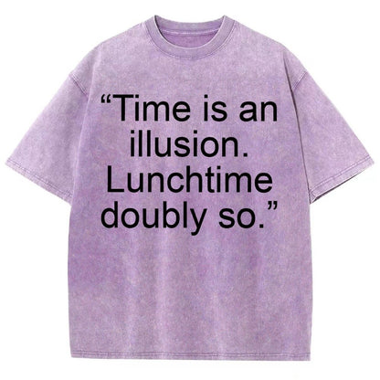 Douglas Adams - “Time is an illusion. Lunchtime doubly so.” Vintage Distressed T-shirt