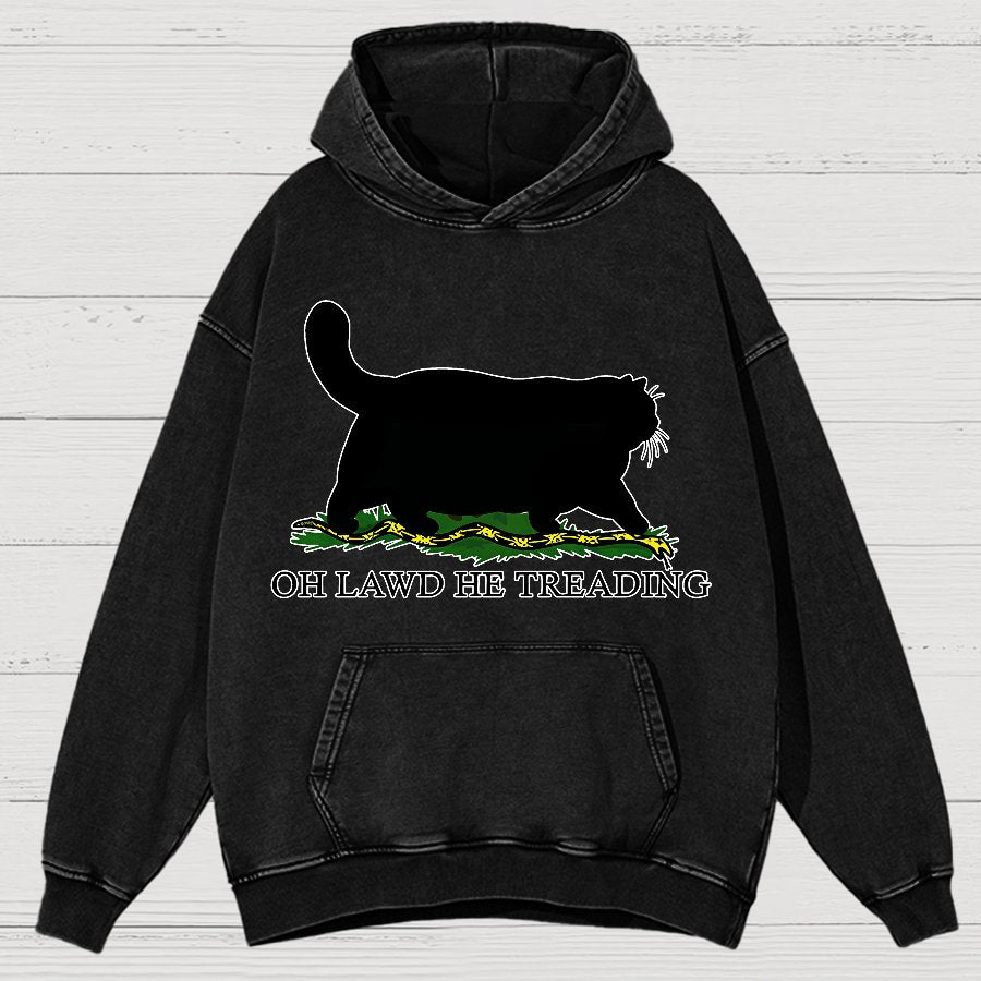 Oh Lawd He Treading Vintage Distressed Hoodie