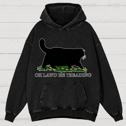 Oh Lawd He Treading Vintage Distressed Hoodie