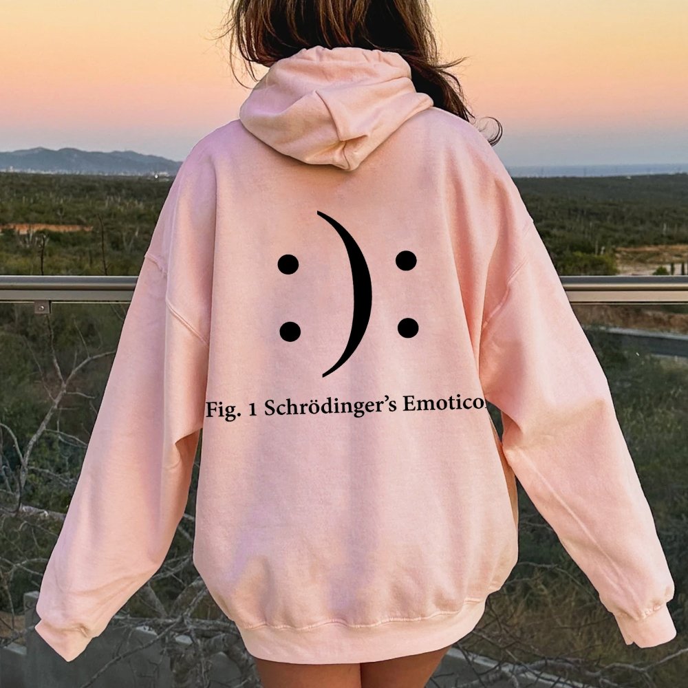 Schrodinger's Emoticon Printed Back Unisex Cotton Hoodie
