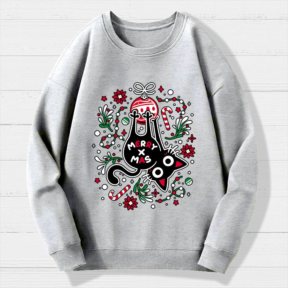 Christmas Cat Butt Geek Cotton Sweatshirt