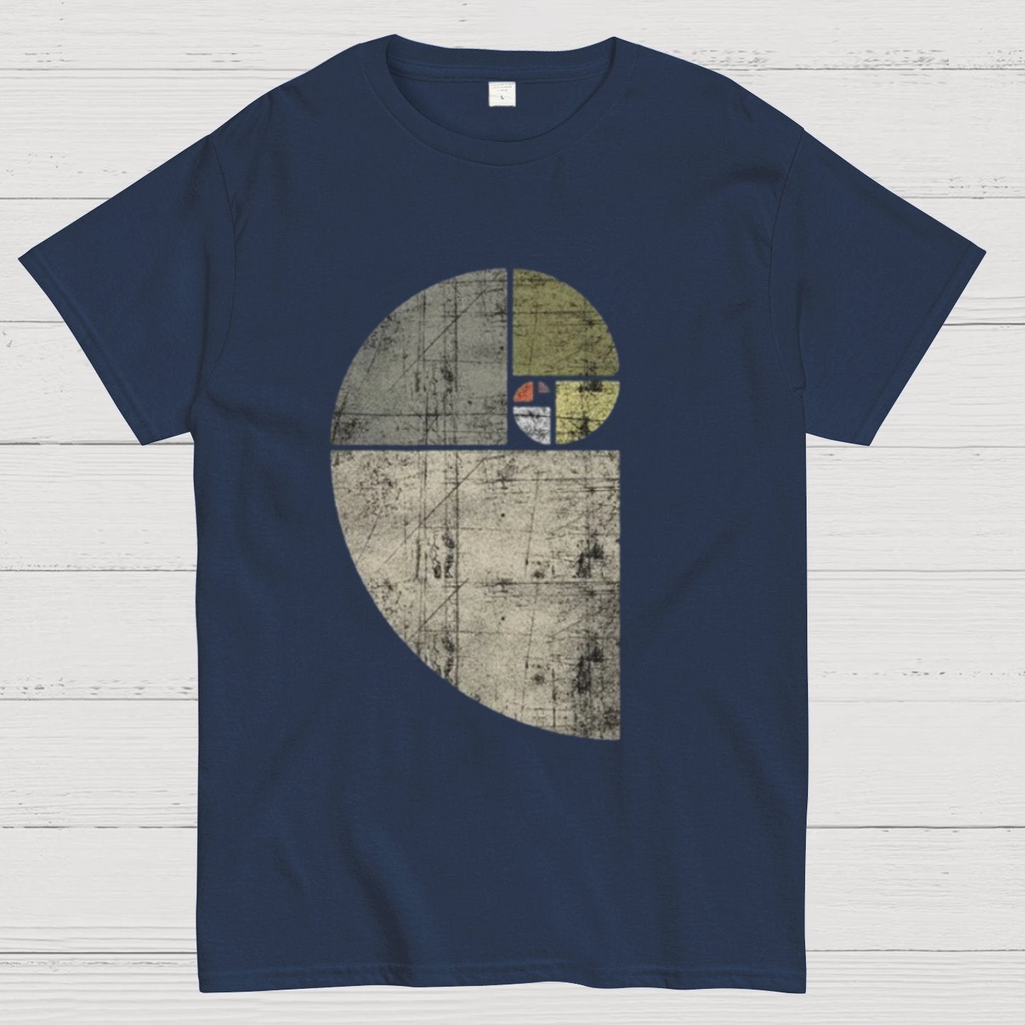 Distressed Fibonacci Spiral Geek Graphic T-Shirt
