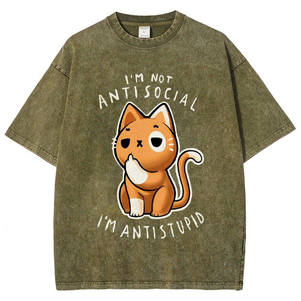 I'm not Antisocial I'm Antistupid Vintage Distressed T-shirt