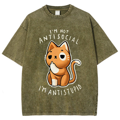 I'm not Antisocial I'm Antistupid Vintage Distressed T-shirt