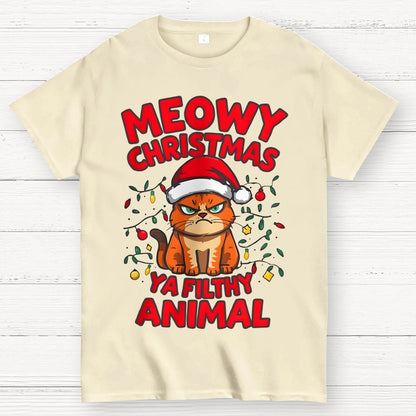 Meowy Christmas Ya Filthy Animal Cat Geek T-Shirt