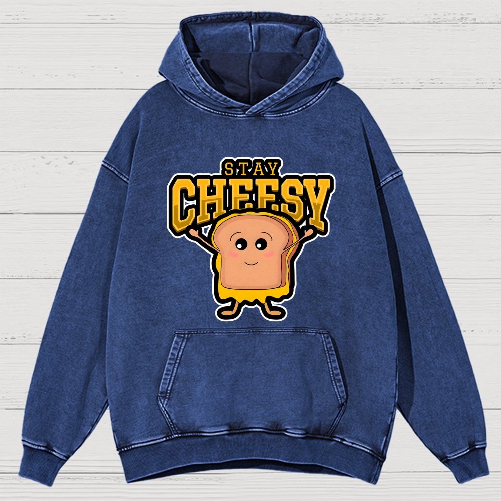Sandwich Stay Cheesy Vintage Distressed Hoodie