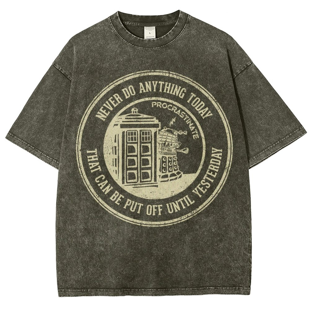 Time Travel Procrastination Vintage Distressed T-shirt