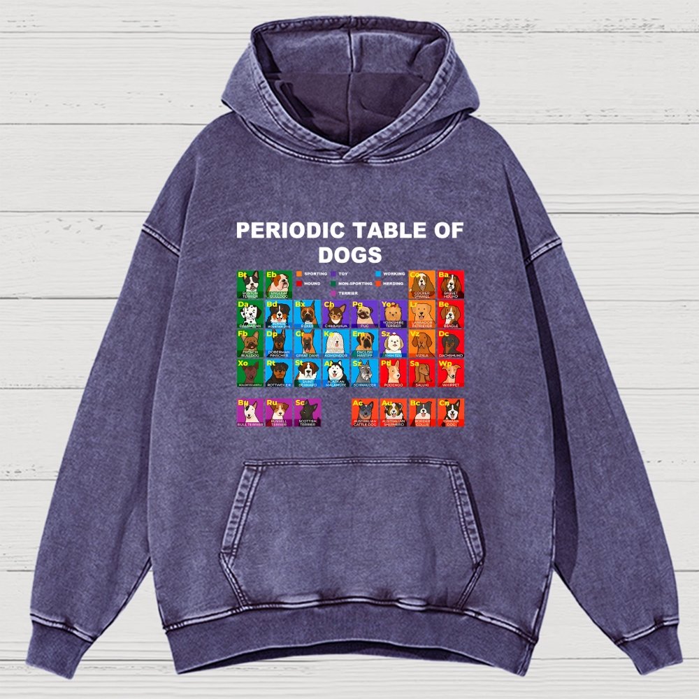 Periodic Table of Dogs  Dog Lover  Funny Science Vintage Distressed Hoodie