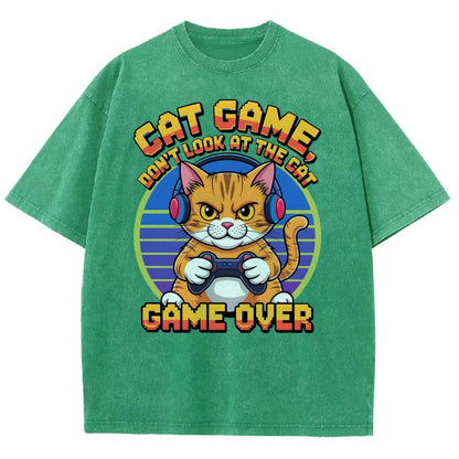 Funny Cat Game-Game Over Vintage Distressed T-shirt