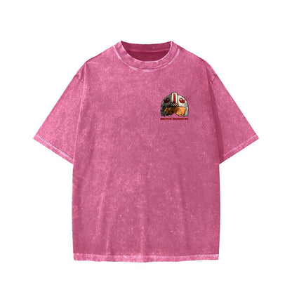 Standing By Front And Back Printing Washed T-shirt