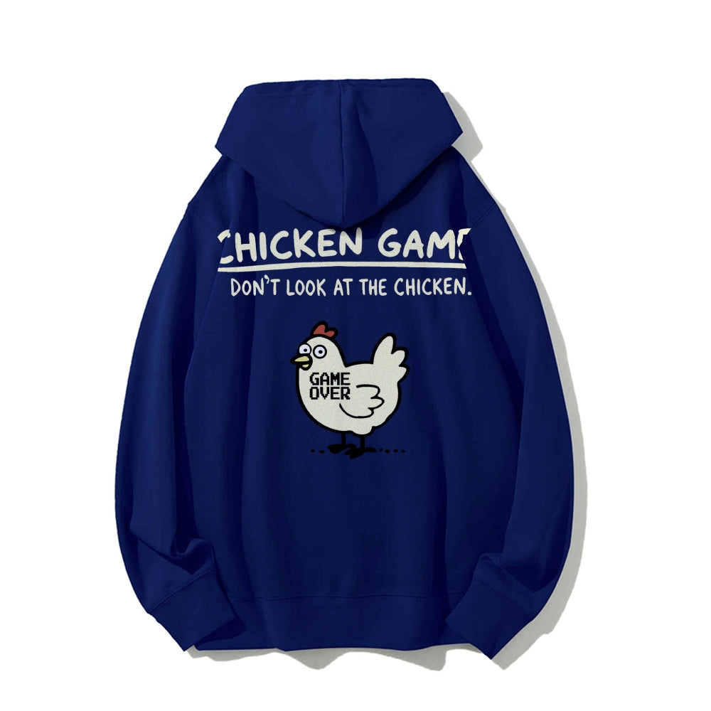 Chicken Game Geeky Printed Back Cotton Hoodie