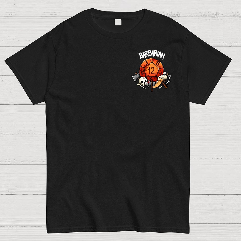 Barbarian Dice Game Front And Back Printing Geek T-Shirt