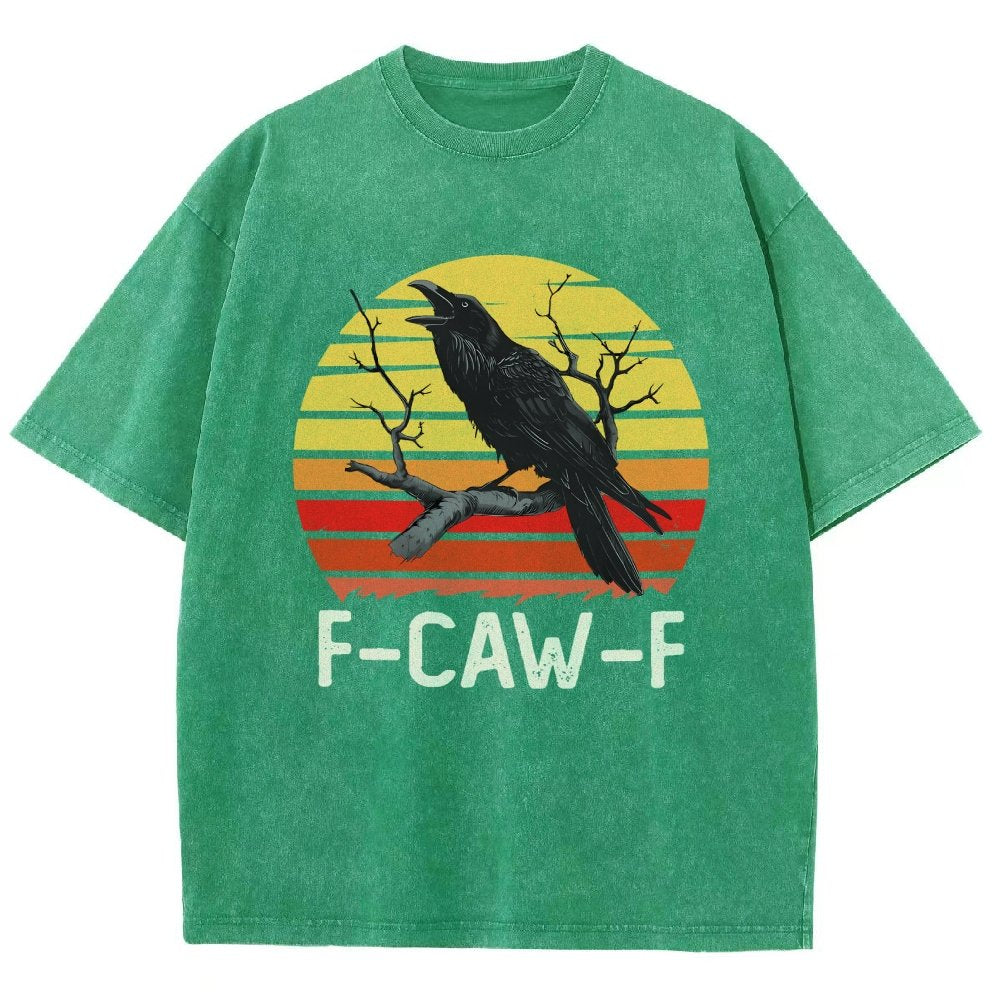 Retro Sunset F-Caw-F Black Bird Black Crow Vintage Distressed T-shirt