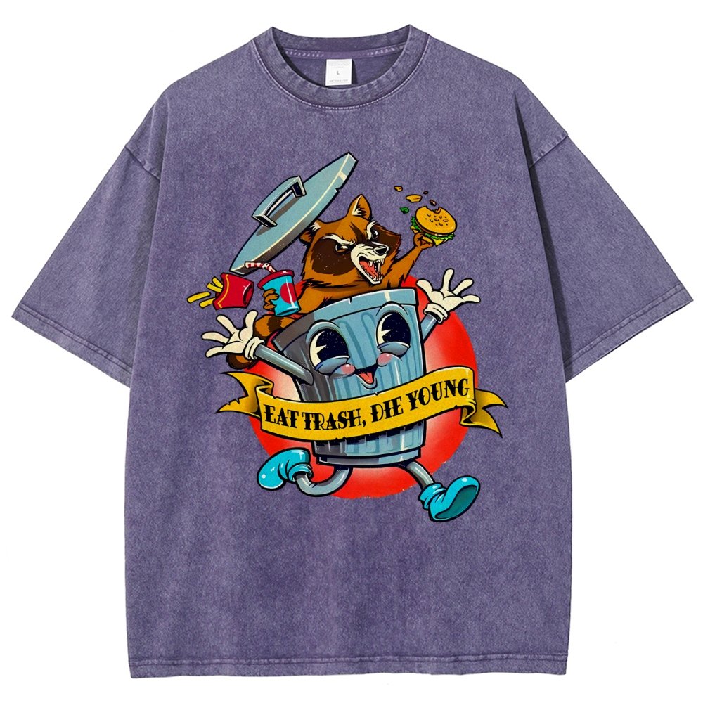 Eat trash die young vintage cartoon Classic Vintage Distressed T-shirt
