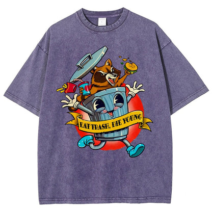 Eat trash die young vintage cartoon Classic Vintage Distressed T-shirt