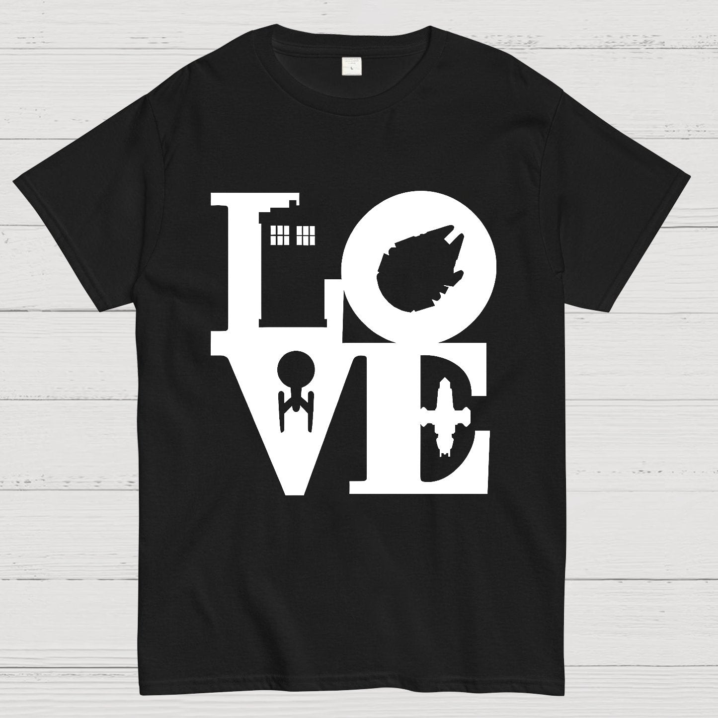 I Love SciFi Black Geek T-Shirt