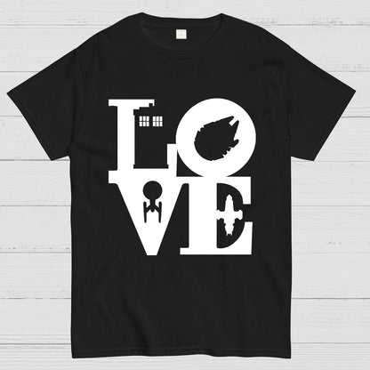 I Love SciFi Black Geek T-Shirt
