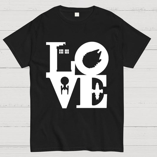 I Love SciFi Black Geek T-Shirt