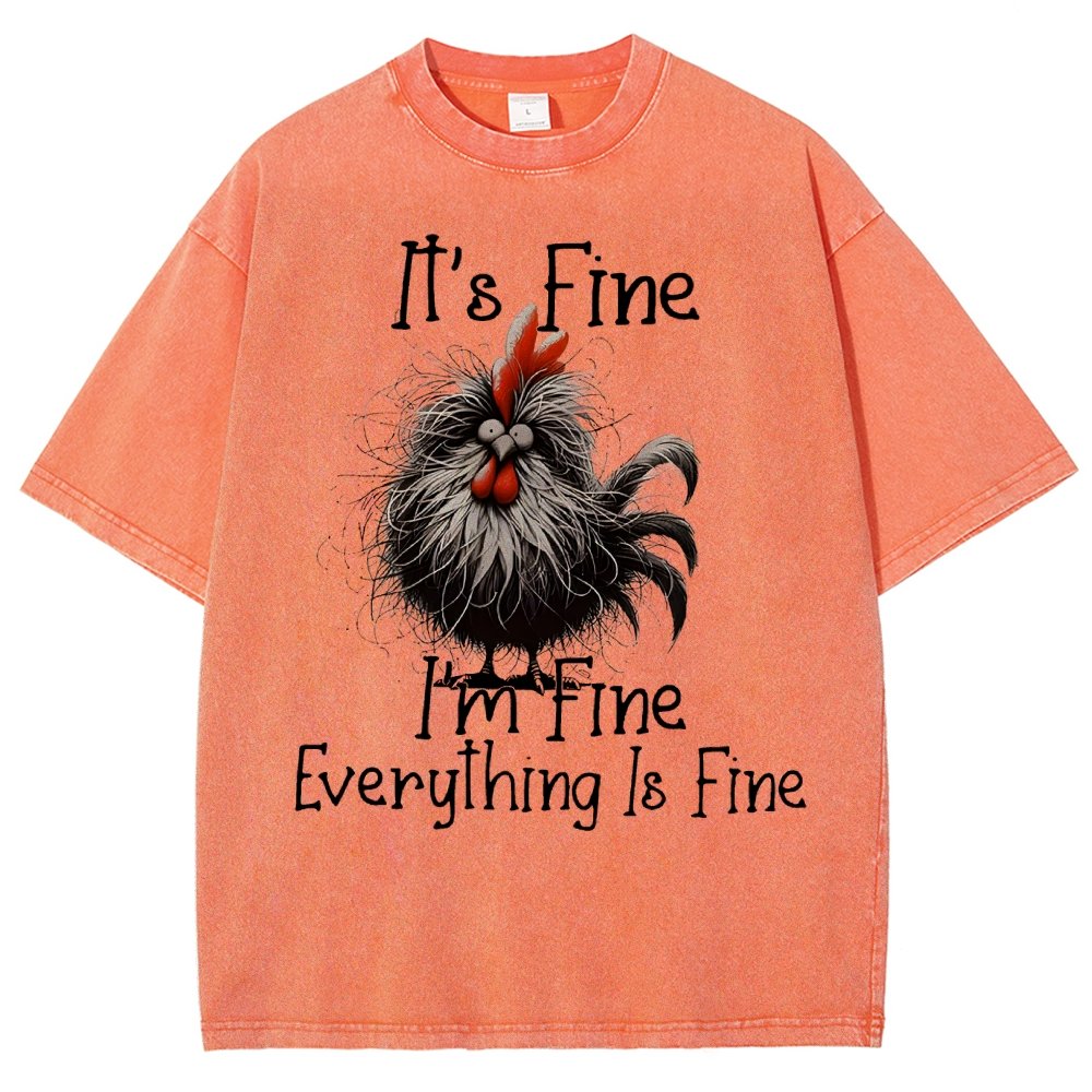 It's Fine，Funny Chick Vintage Distressed T-shirt