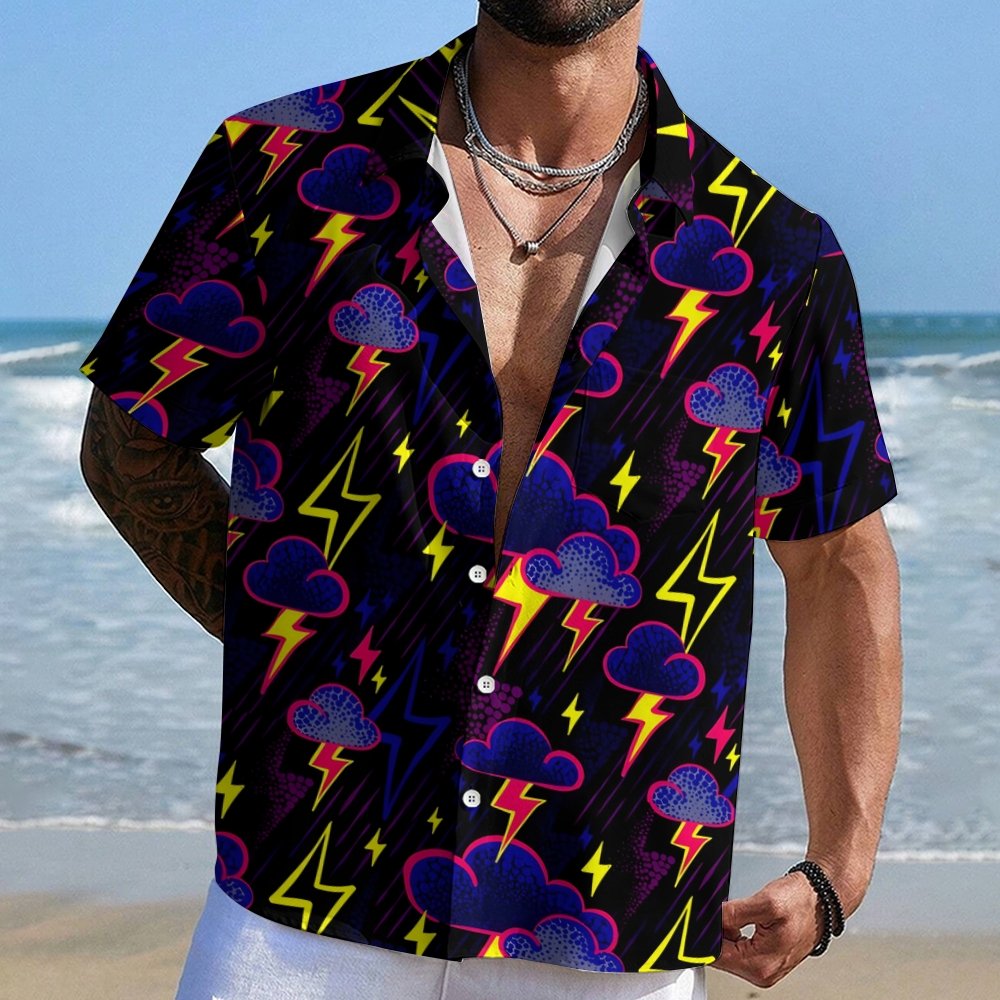Lightning Art Illustration Print Geeky Shirt
