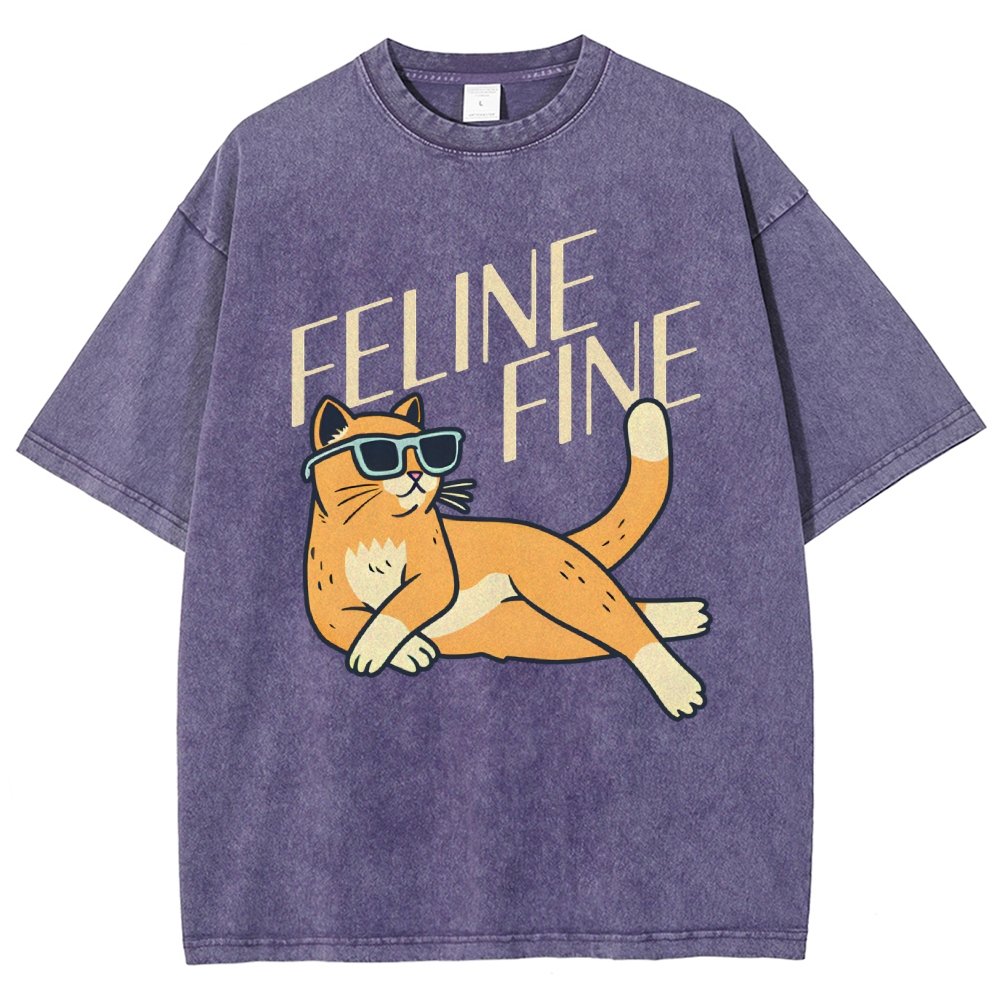 Feline Fine Vintage Distressed T-shirt