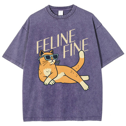 Feline Fine Vintage Distressed T-shirt
