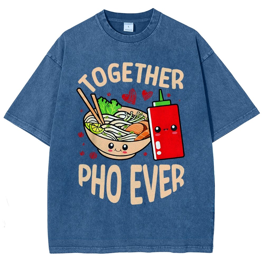Together Pho Ever Food Pun Vintage Distressed T-shirt