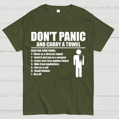 Don't Panic And Carry A Towel Geek T-Shirt