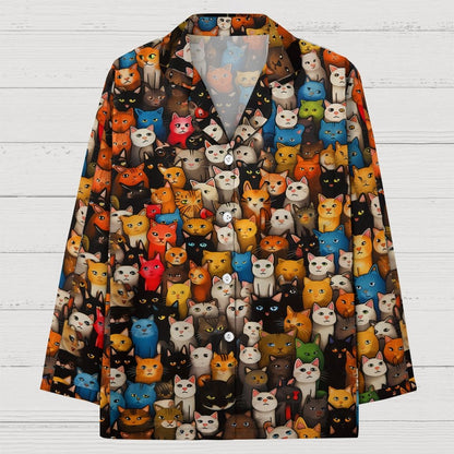 Cat Art Pattern Geek Long Sleeve Pajama Set