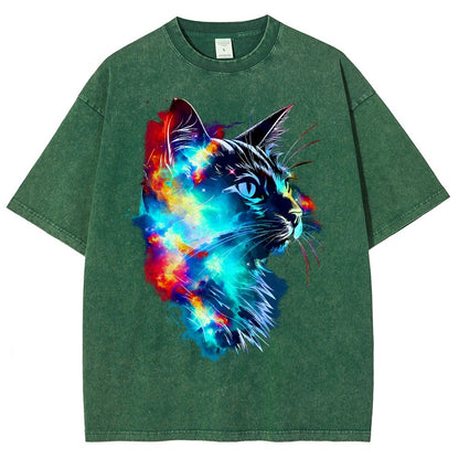 Cosmos Cat Vintage Distressed T-shirt