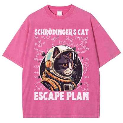 Funny Schrödinger's Cat Escape Plan Science Vintage Distressed T-shirt