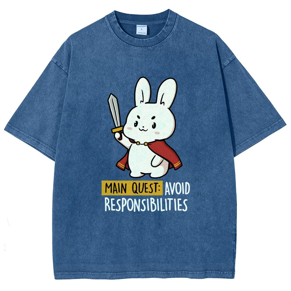 Main Quest Avoid Responsibilities Vintage Distressed T-shirt