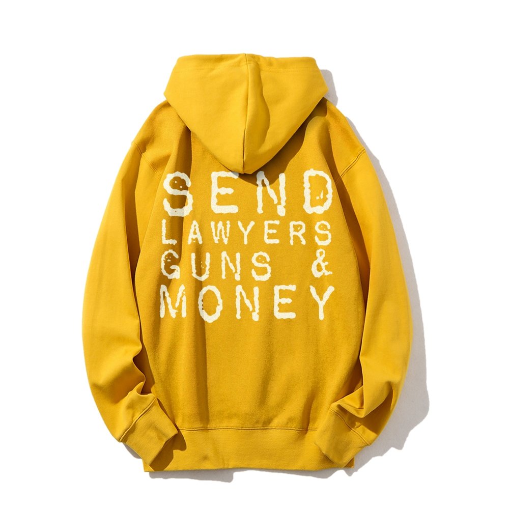 Send Lawyers Guns And Money Printed Back Unisex Cotton Hoodie