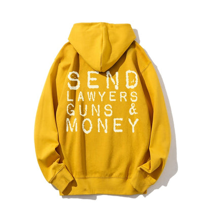 Send Lawyers Guns And Money Printed Back Unisex Cotton Hoodie
