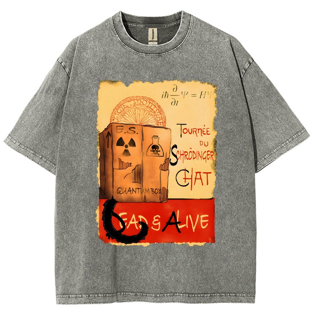 Tournee Du Schrodinger Chat Vintage Distressed T-shirt