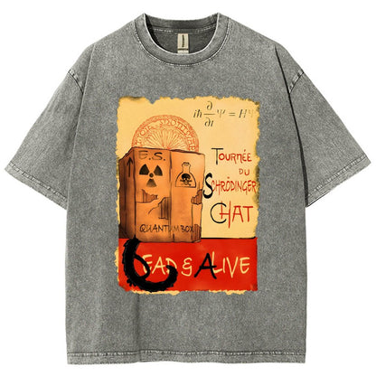 Tournee Du Schrodinger Chat Vintage Distressed T-shirt