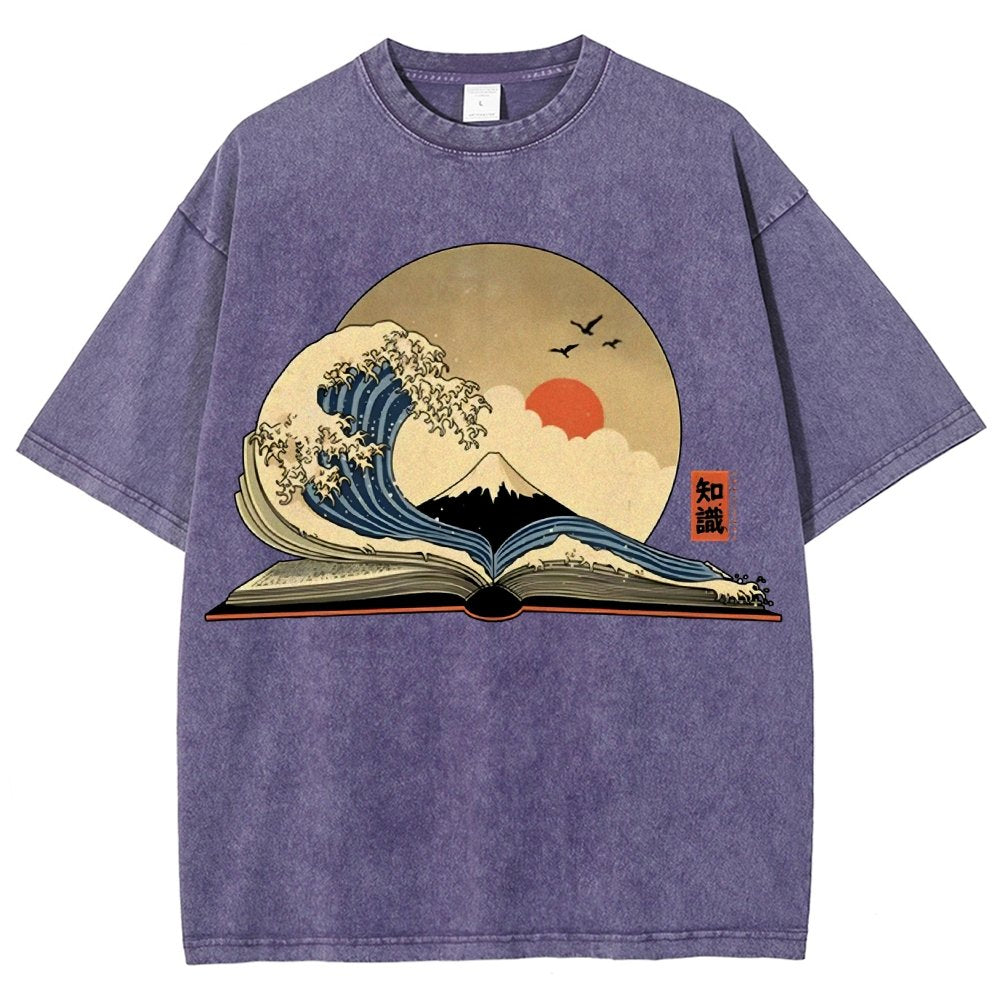 The Great Wave of Knowledge Vintage Distressed T-shirt