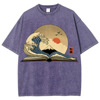 The Great Wave of Knowledge Vintage Distressed T-shirt
