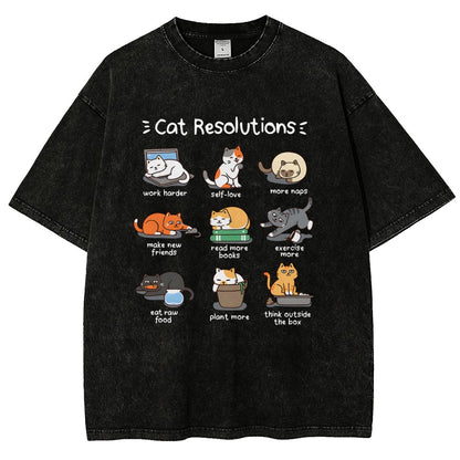 Cat Resolutions Vintage Distressed T-shirt