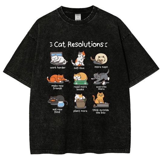 Cat Resolutions Vintage Distressed T-shirt