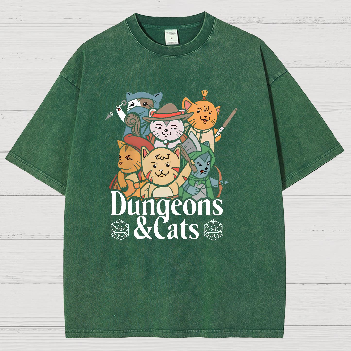 Dungeons and Cats Vintage Distressed T-shirt