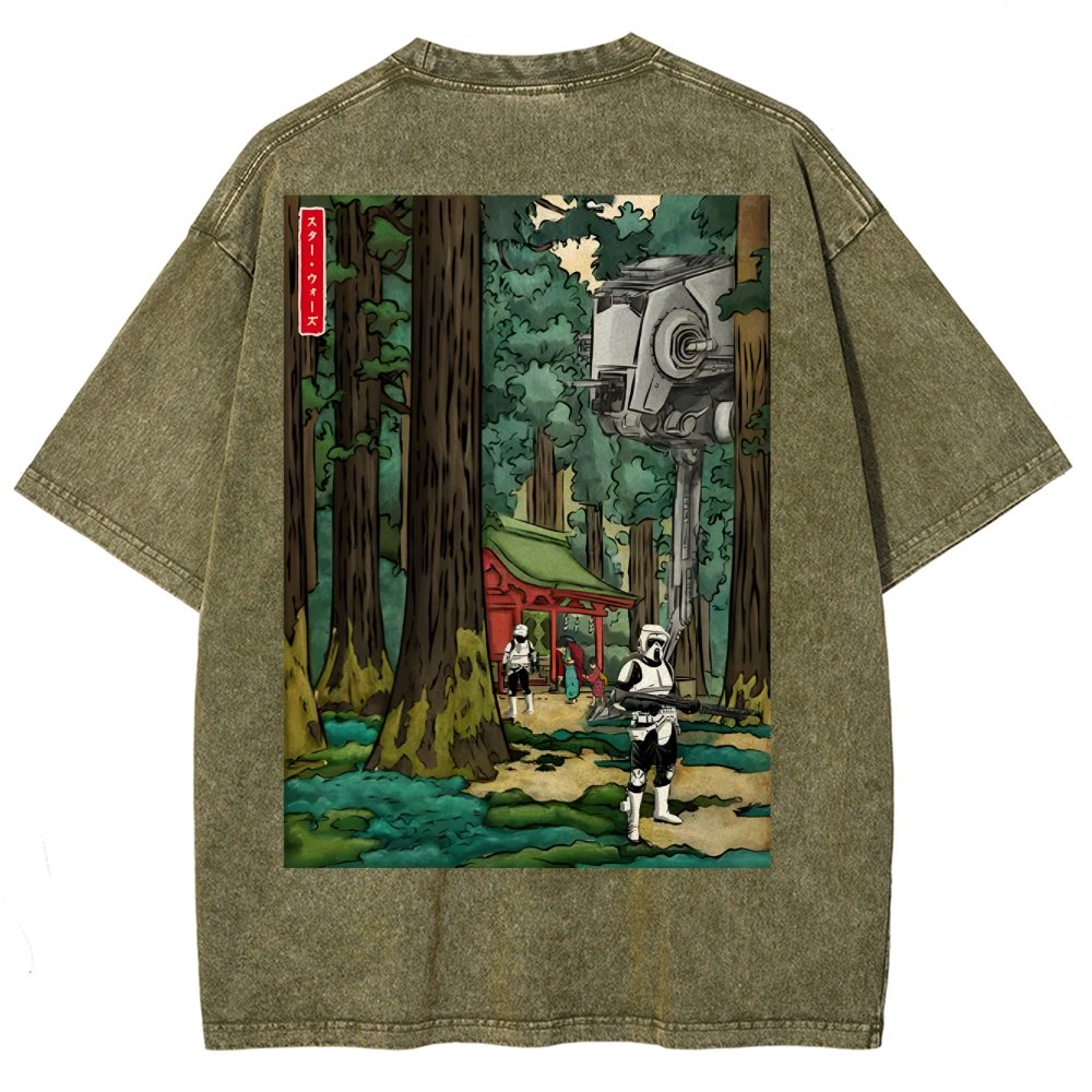 Cosmic Realm In Japanese Forest Washed T-Shirt