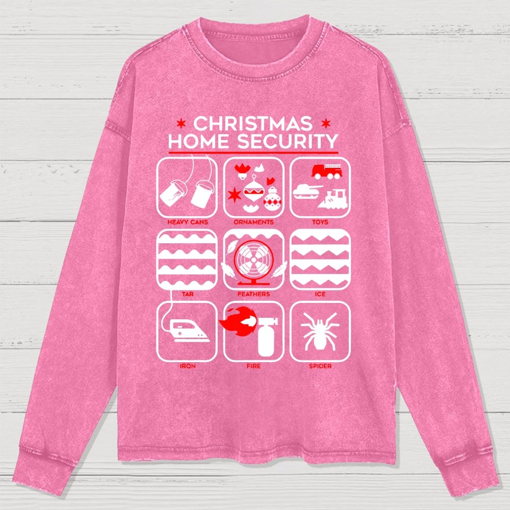 Christmas Home Security Washed Long Sleeve Tee