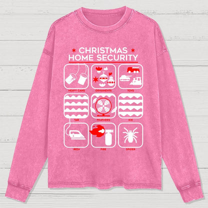 Christmas Home Security Washed Long Sleeve Tee