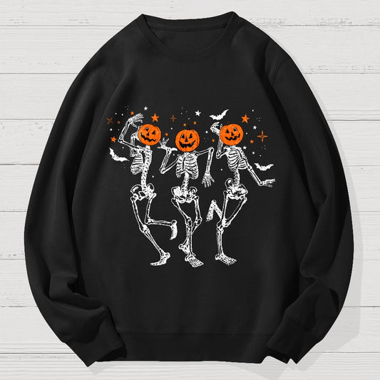 Dancing Skeleton Pumpkin Halloween Geek Cotton Sweatshirt