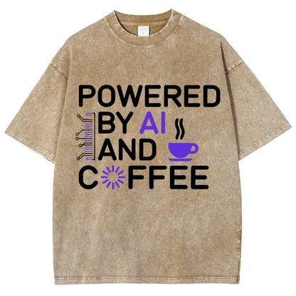 Powered By AI And Coffee Vintage Distressed T-shirt