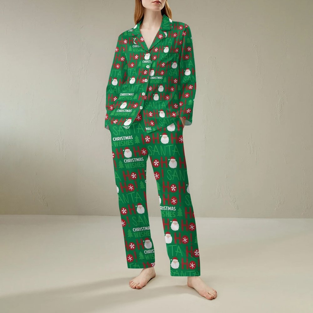 Unisex Christmas Print Geek Long Sleeve Pajama Set